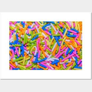 Neon Pastel Rainbow Vermicelli Sprinkles Dessert Candy Photograph Posters and Art